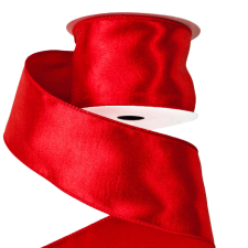 Fényes szatén szalag drótos szegéllyel 63mm x 5m - Piros szalag, masni