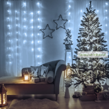  Fényfüggöny, 200 db LED, hidegfehér karácsonyi ablakdekoráció