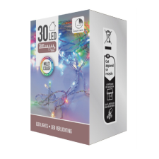 Fényfüzér 30 LED-es timeres elemes (elem nélkül) multi dekorációs kellék