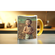  Fényképes Bögre - Színesbelsős - Sárga - 3dl egyedi ajándék