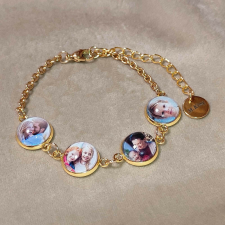  Fényképes karkötő négy fotóval, rozsdamentes acélból, márkadobozban, arany szín karkötő