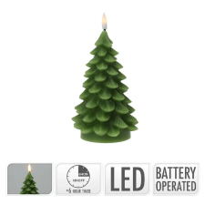  Fenyő gyertya LED-es időzítős elemes (elem nélkül) zöld 17cm dekorációs kellék