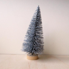  Fenyőfa ezüst glitteres, 12 cm dekorációs kellék