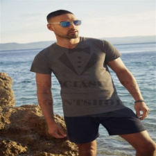  Férfi 100% pamut r.u póló - V-nyakú férfi póló