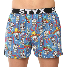 Férfi bő szárú boxeralsó Styx art sport gumi koponyák (B1856) XL férfi alsó