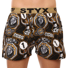  Férfi bő szárú boxeralsók Styx art / KTV sportos gumipánt - arany gumi (BTZ1655) L