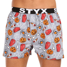  Férfi bő szárú boxeralsók Styx art sportos gumipánt Halloween koporsó (B1752) M