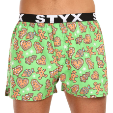  Férfi bő szárú boxeralsók Styx art sportos gumipánt karácsonyi mézeskalács (B1753) M