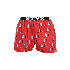  Férfi bő szárú boxeralsók Styx art sportos gumipánt minták (B1659) L