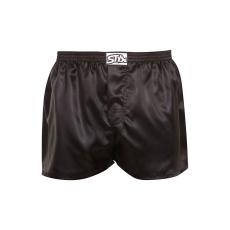  férfi bő szárú boxeralsók Styx klasszikus gumipánt szatén fekete (C960) M