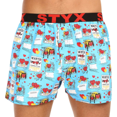  Férfi bő szárú boxeralsók Styx művészet sportos gumipánt rugalmas Valentin-nap pár (B1756) M
