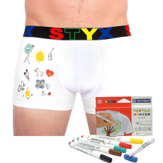  Férfi boxeralsó Styx sportos gumipánt fehér + textil markerek (GF1061) XXL