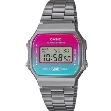  Férfi digitális kvarc karóra, szürke acél, multiszín kijelző, 40 mm karóra