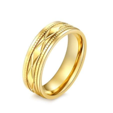  Férfi jegygyűrű, karikagyűrű, rozsdamentes acél, arany színű, 12-es méret gyűrű