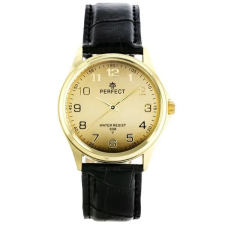 Férfi klasszikus karóra bőr szíjjal, arany számlap, 38 mm, quartz karóra