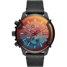  Férfi kronográf karóra, bőr szíjjal, 46 mm, WR50, fekete számlap karóra