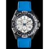  Férfi kronográf karóra, kék szilikon szíj, 48 mm, WR50