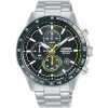 Férfi Lorus chronograph karóra, 45 mm, zöld számlap, acél szíj, WR100