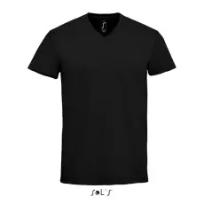  Férfi MPERIAL V-nyakú rövid ujjú póló, SOLS SO02940, Deep Black-2XL