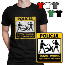  FÉRFI PÓLÓ - POLICE PROTECT DEFEND VÉDJE MEG A VÉDELMET VICCES MINTÁK - L