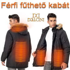FÉRFI VÍZÁLLÓ FŰTHETŐ KAPUCNIS KABÁT 9 SZÉNSZÁLAS FŰTŐELEMMEL L méret férfi kabát, dzseki