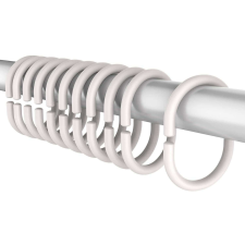  Feridras zuhanyfüggöny karikakészlet, fehér, 12db fürdőszoba bútor