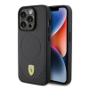Ferrari Carbon Metal Logo iPhone 15 Pro MagSafe kompatibilis kemény hátlap tok, fekete FEHMP15LPTEK