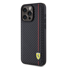 Ferrari Carbon Vertical Red Line Apple iPhone 15 Pro Max Tok - Fekete tok és táska