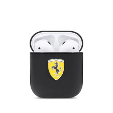 Ferrari On Track Apple AirPods Bőr Tok - Fekete (FESA2LEBK) fülhallgató, fejhallgató tok