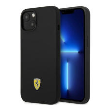 Ferrari Silicone Metal Apple iPhone 14 hátlap tok, fekete tok és táska