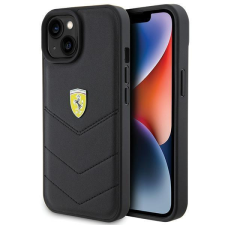 Ferrari steppelt fém logós tok iPhone 15 készülékhez - fekete tok és táska
