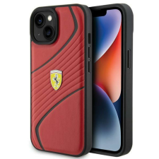 Ferrari Twist Metal Logo tok iPhone 15-höz - piros tok és táska