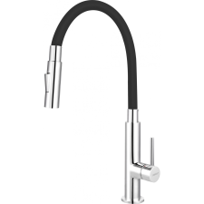 Ferro Zumba Slim BZA43B Csaptelep - Flexibilis, Zuhanyváltós Kifolyócsővel, Fekete (BZA43B) csaptelep