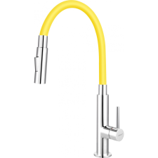 Ferro Zumba Slim BZA43C Csaptelep - Flexibilis, Zuhanyváltós Kifolyócsővel, Sárga (BZA43C) csaptelep