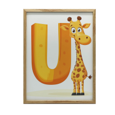 FESTÉS VÁSZRA MOSOLYOGÓ ZSIRÁF U BETŰVEL 50x70 CM VÁSZON grafika, keretezett kép