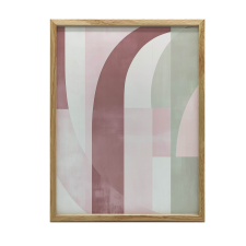  FESTMÉNY VÁSZRA ELEGÁNS ABSZTRAKT RÓZSASZÍN ZÖLD FA KERET 70x100 grafika, keretezett kép
