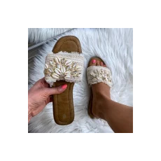 FF Lux Shoes Beach Breeze - gyöngyös, kagylós papucs  Méret: 38 (LCQ-6-BEIGE-38)