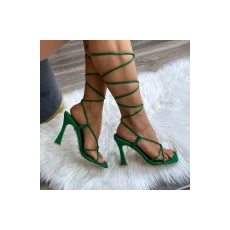 FF Lux Shoes Emerald Lace - fűzős, magas sarkú szandál  Méret: 40 (YES-3918-93-GREEN-40)