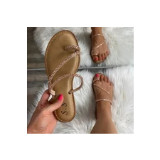 FF Lux Shoes Linéa Charm - strasszos, spirálpántos papucs  Szín: rosegold, Méret: 37 női papucs