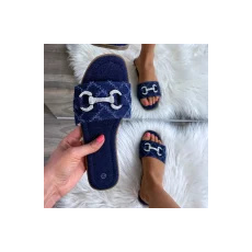 FF Lux Shoes Urban Charm - strasszos, farmerhatású papucs  Méret: 38