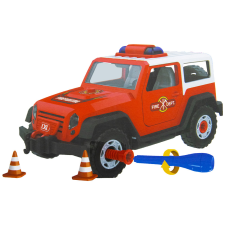 FH hely Összeszerelhető játék tűzoltóautó, világít - 46 darabos autópálya és játékautó
