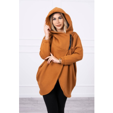 FiatalDivat Asszimetrikus melegítő felső rövid cipzárral modell 9110 camel szín női pulóver, kardigán