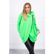 FiatalDivat Asszimetrikus melegítő felső rövid cipzárral modell 9110 neon zöld