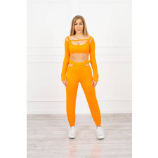 FiatalDivat Atlétaruha szett 9340 neon narancssárga modell crop-top blúzzal női edzőruha