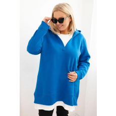 FiatalDivat Bélelt kapucnis pulóver V-nyakkivágással, 6940-es modell, királykék