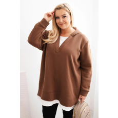 FiatalDivat Bélelt kapucnis pulóver V-nyakú kivágással, 6940-es modell, barna