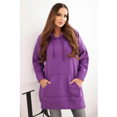 FiatalDivat Bélelt pulóver hasítékokkal és kenguruzsebbel, 9319-es modell, lila