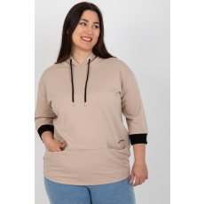 FiatalDivat Bézs oversize kapucnis pulóver zsebekkel, 24154-es modell