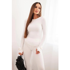 FiatalDivat Blúz és bordázott viszkóz leggings szett, 0333-as modell, ekrü színben blúz