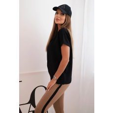 FiatalDivat Blúz és leggings szett csíkkal 68940-es modell fekete